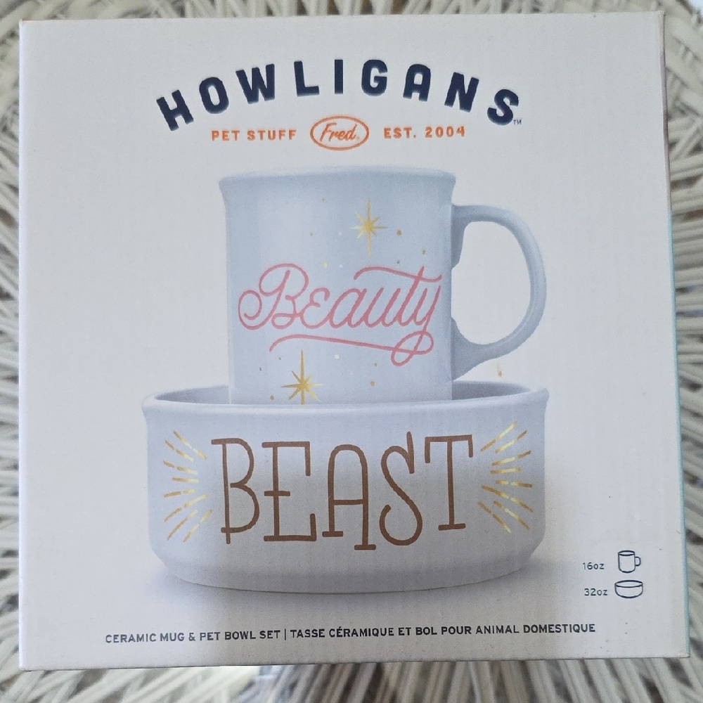Beauty & Beast Ceramic Mug and Bowl Set - White